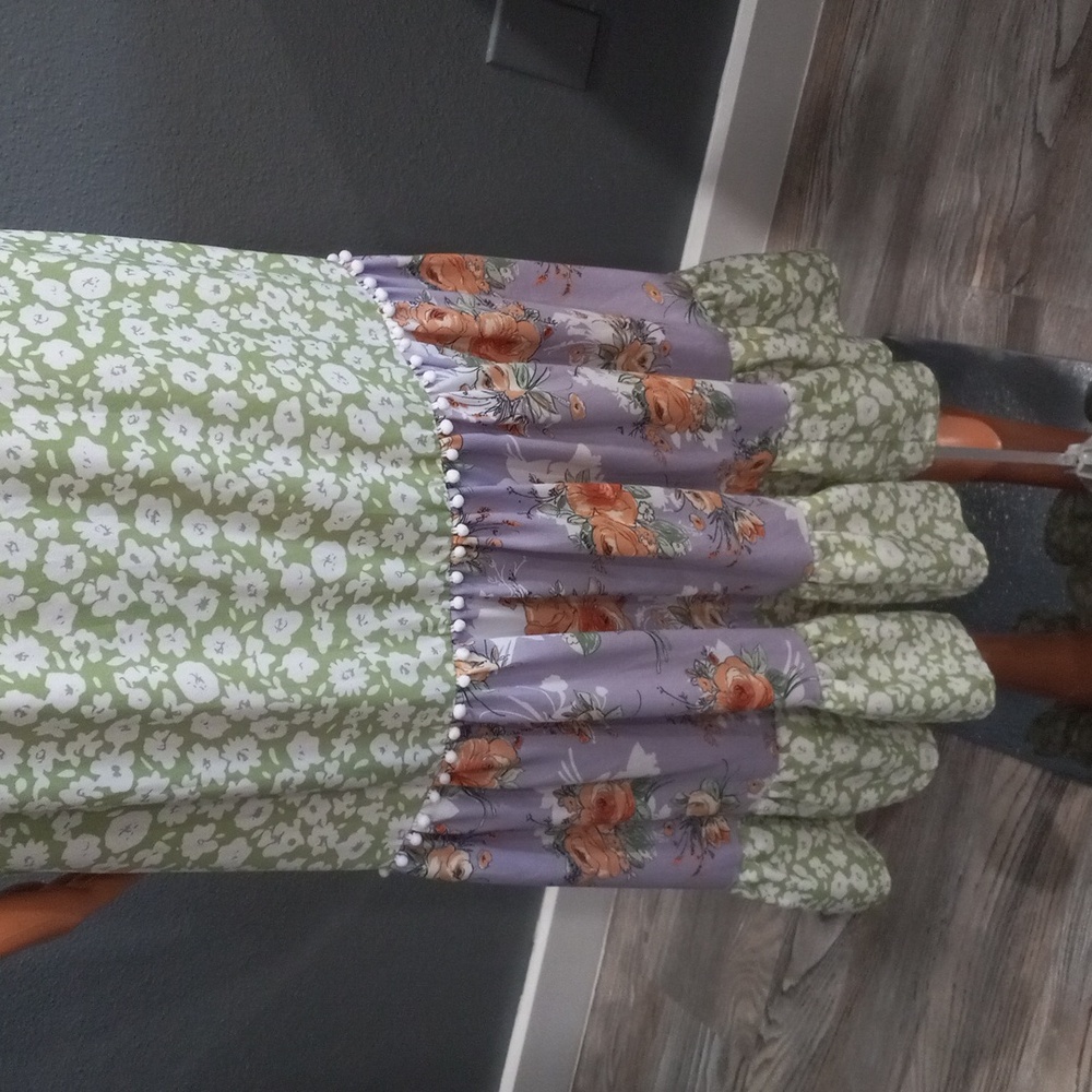 MELLODAY Two Tone Floral Print Women's Empire Waist Midi Dress Size S - Picture 7 of 15